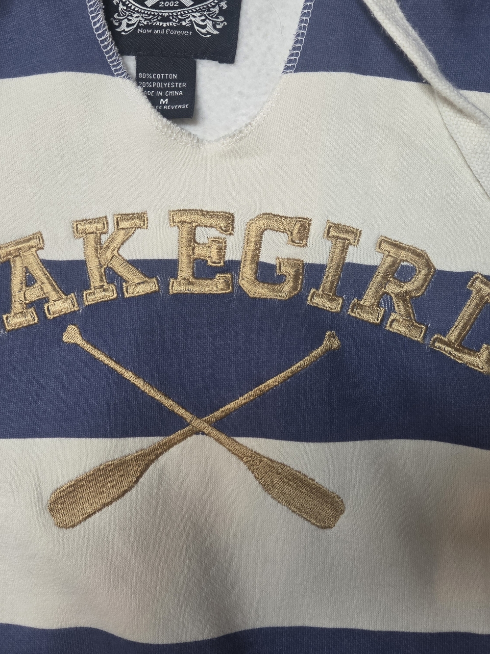 Lakegirl Navy & Cream Striped Hooded Pullover Sweatshirt - Picture 2 of 3